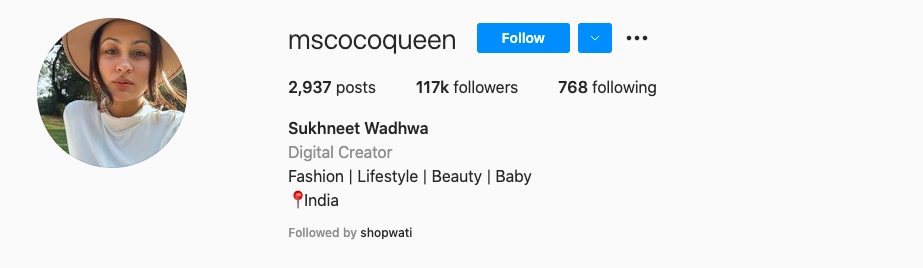 Sukhneet Wadhwa (Instagram handle: @mscocoqueen)