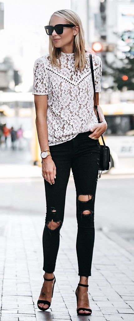 Black ripped jeans-10 lace top ideas to keep your wardrobe in style-by stylewati