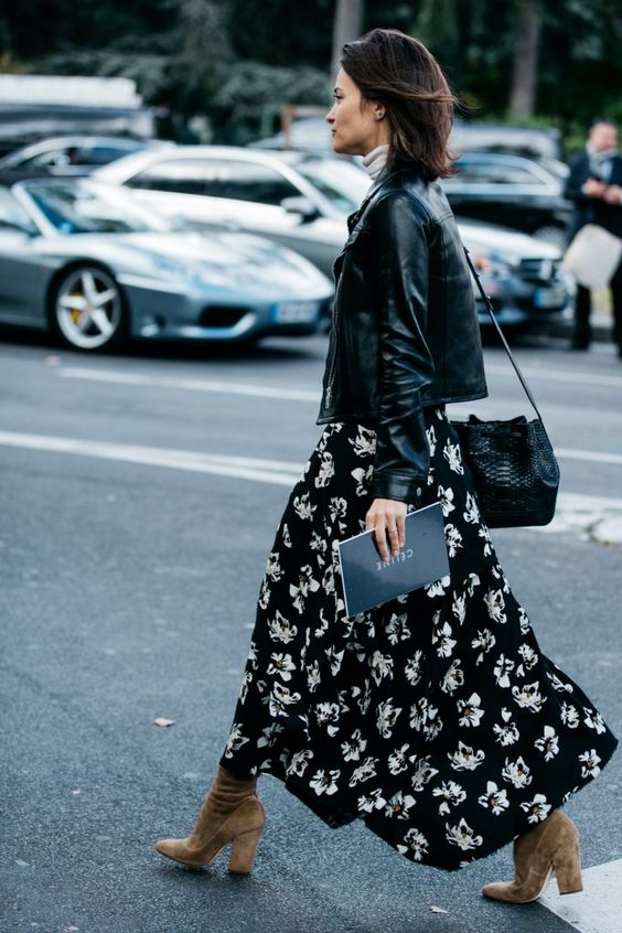 Cropped leather jacket-10 styling ideas when you buy a maxi dress