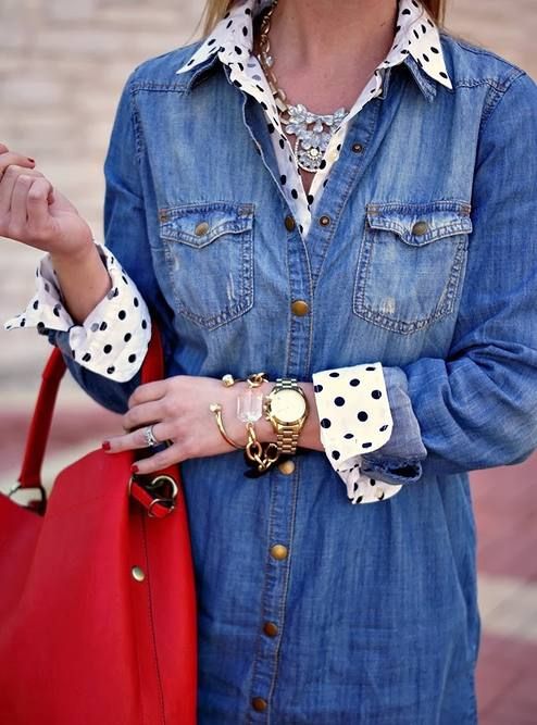 Denim jacket-10 ways to wear retro polka dots-by stylewati