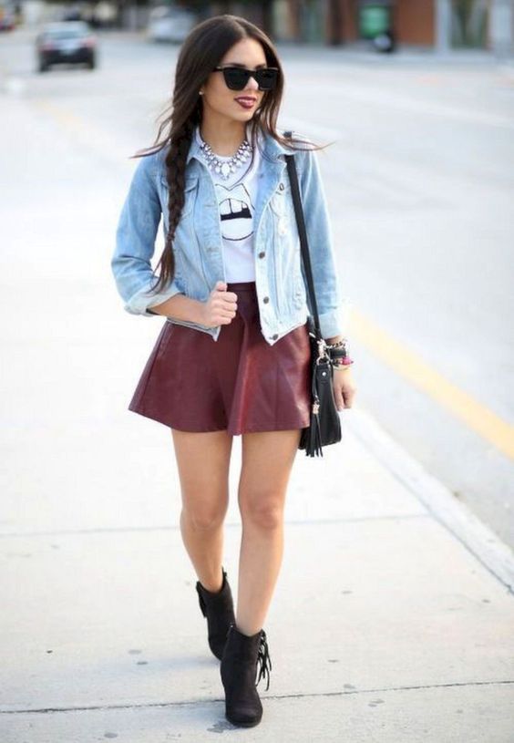 Denim jacket-7 Stylish Ways And Tips To Wear A Skater Skirt-by stylewati