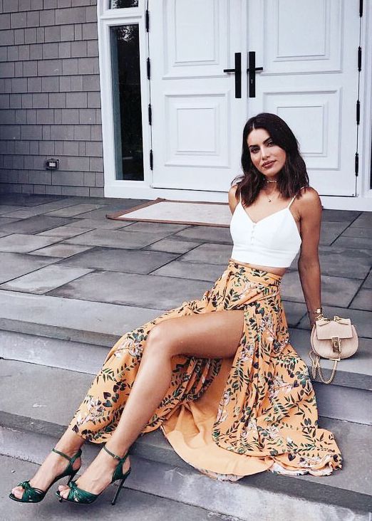 Floral slit skirt-Travel outfits to take your style up a notch-by stylewati