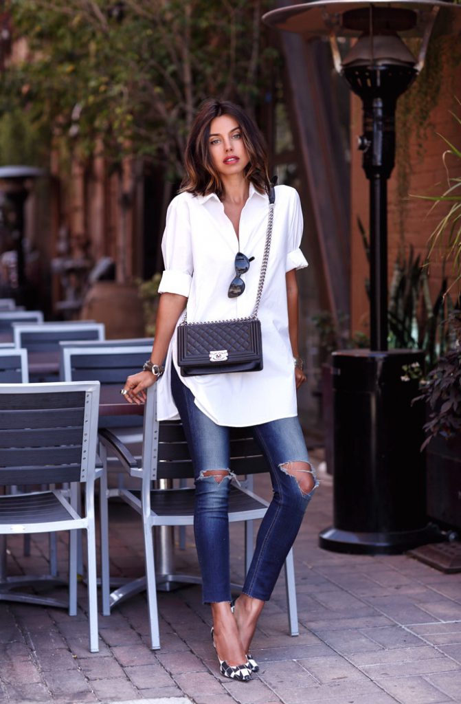 Oversized white shirt-7 ways to ace skinny jeans styling- by stylewati