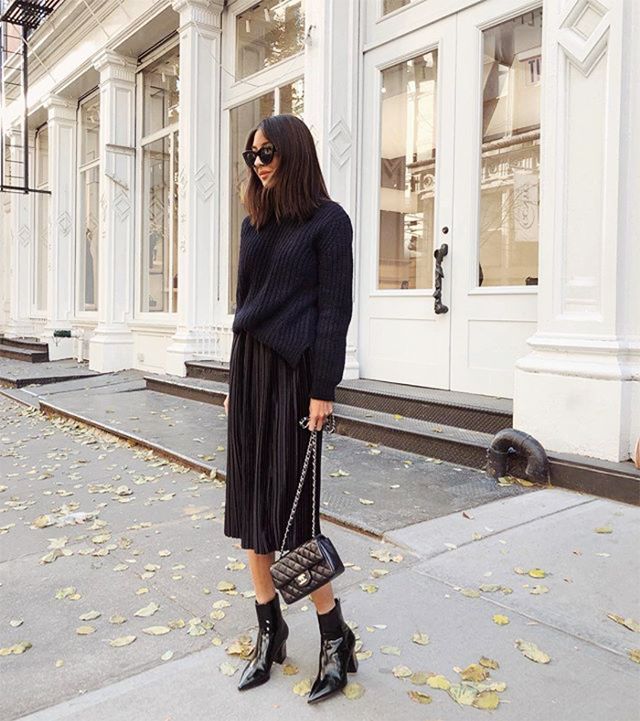 Pleated skirt-10 creative ways to wear your sweater for the fall season-by stylewati