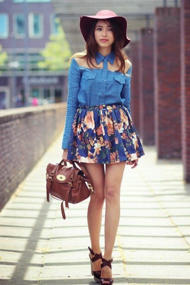 Printed skirt-10 ways to wear your denim shirt in style-by stylewati