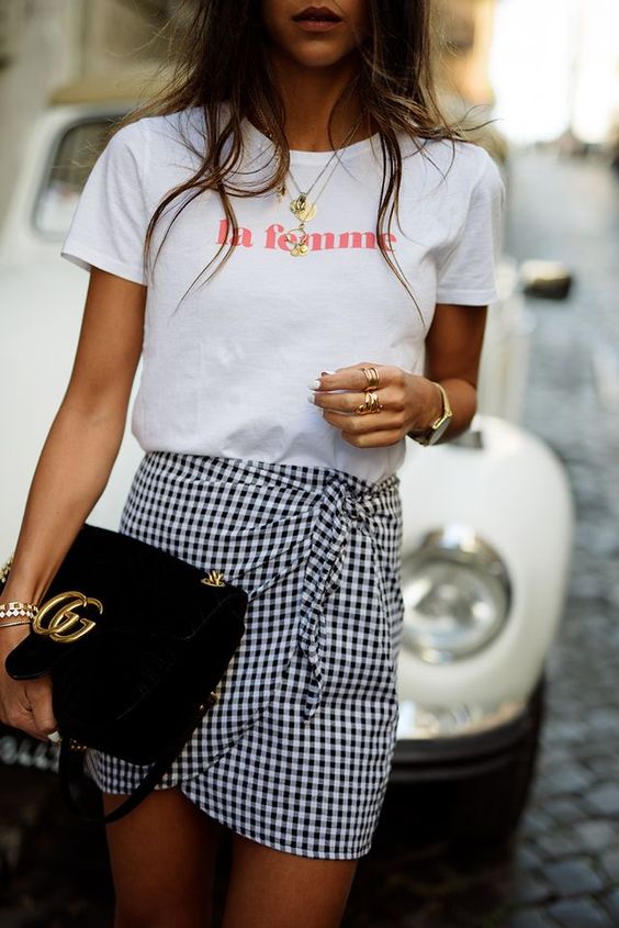 Slogan tees-Fresh and new ways to wear the gingham pattern-by stylewati