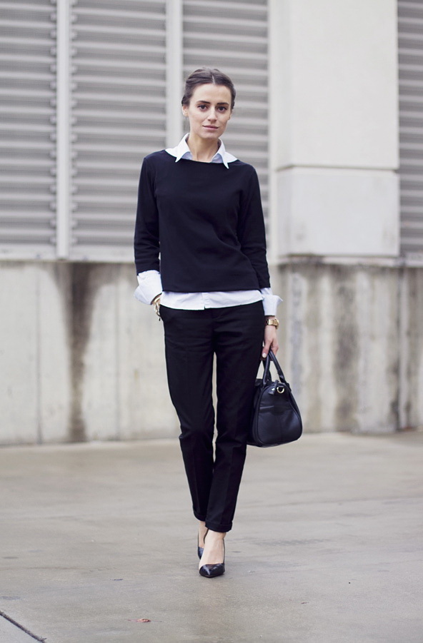 Sweater over the shirt-10 Styling Ideas With A Basic White Shirt-by stylewati