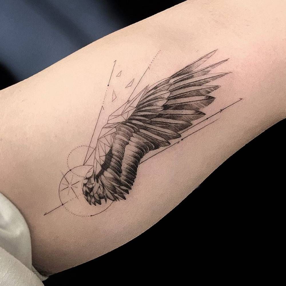 A traditional Break Feather tattoo design.-Trendy Foot Tattoo Designs With Best Pictures In 2021-By stylewati