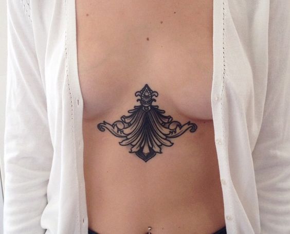 Lotus Tattoo Design Between Breasts-Breast Tattoo Design New collection 2021-By stylewati
