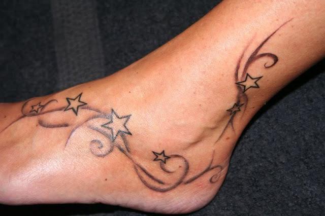Tattoo of a star on the leg-Trendy Foot Tattoo Designs With Best Pictures In 2021-By stylewati