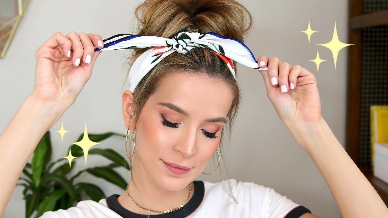 Messy bun headscarf -10 Very Cool Ways to Tie a Headscarf-By live love laugh